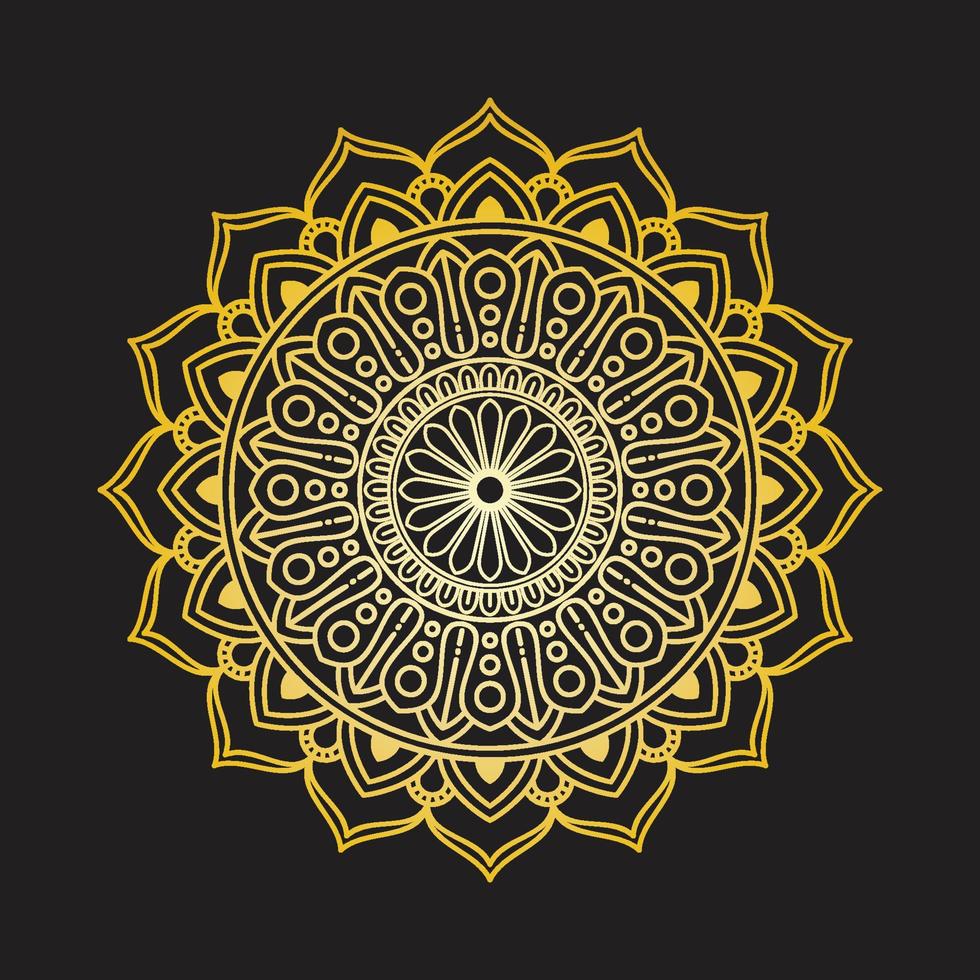 Mandala Luxury Gold Color Circular Pattern Isolated Dark Background vector