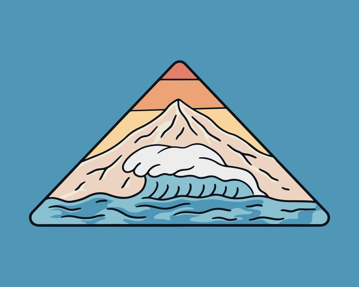The strong wave and the mountain on the background vector t shirt art