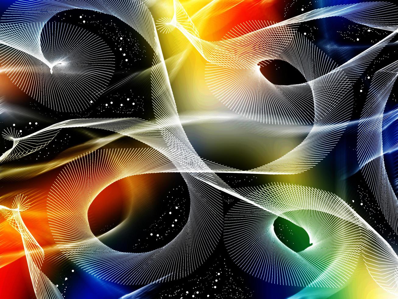 Blended lines and dots in flowing style. Dynamic lines technology background photo