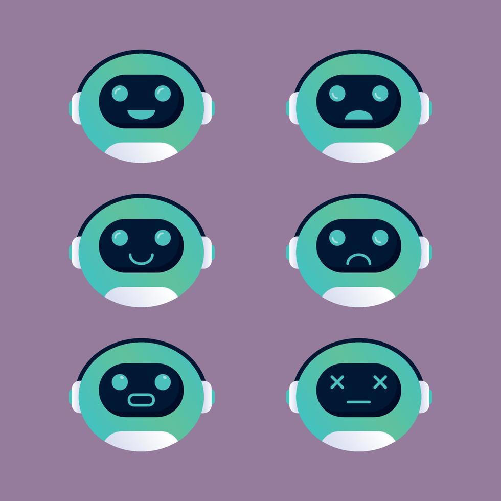 chatbot icono ilustración con diferente emociones vector