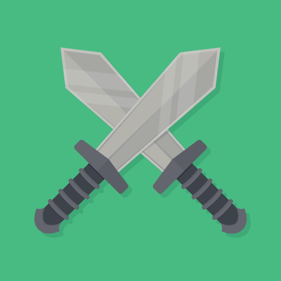 Two crossed swords cartoon icon illustration. vector