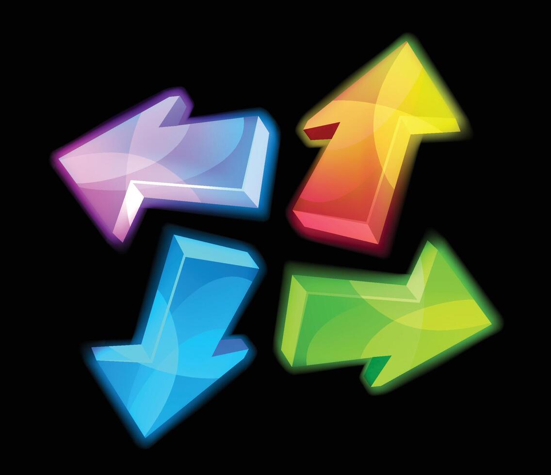 glowing arrows 3d shine neon colorul vector