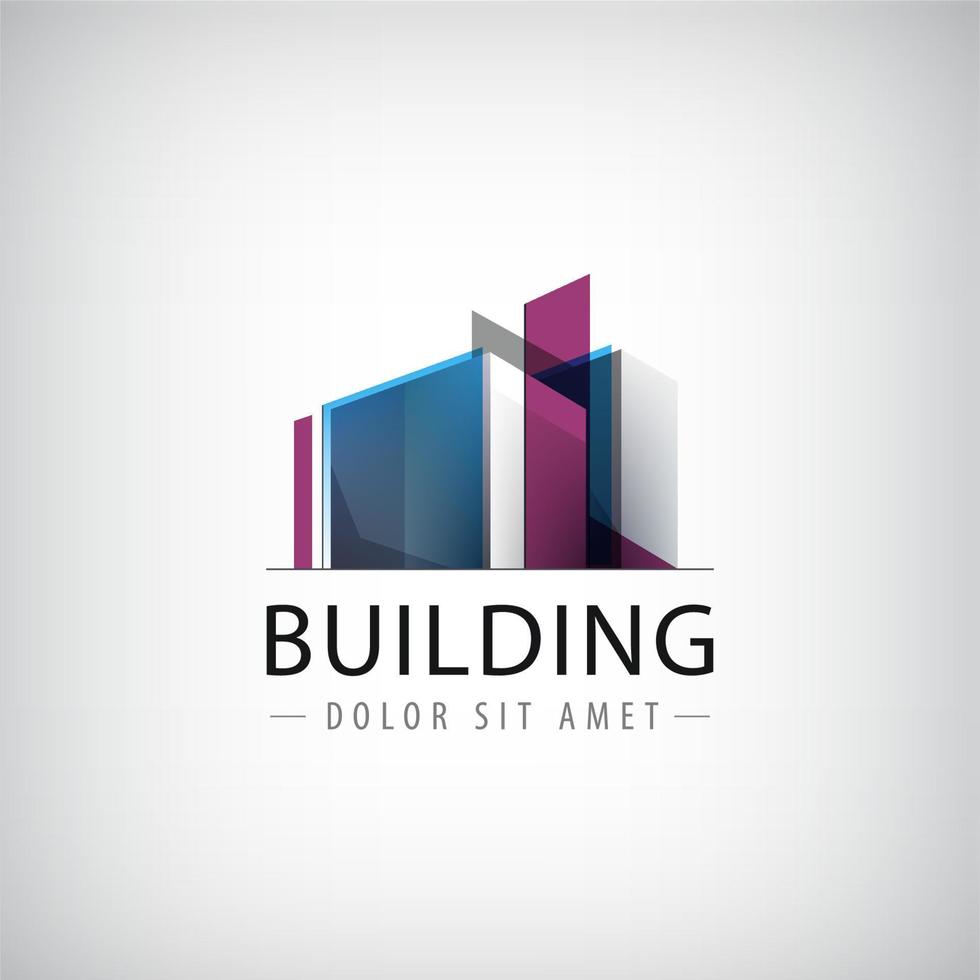 vector abstract colorful city, building composition sign, icon, logo isolated