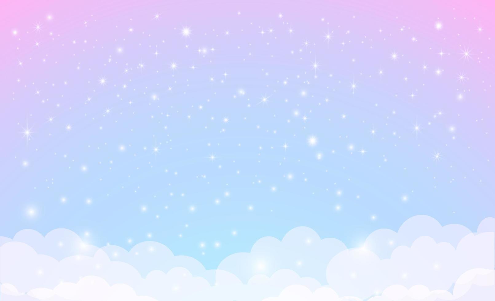 Fantastic background of blue and pink sky in sparkling stars. vector