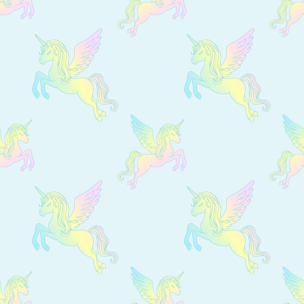 con alas unicornios mosca a través de el cielo. vector