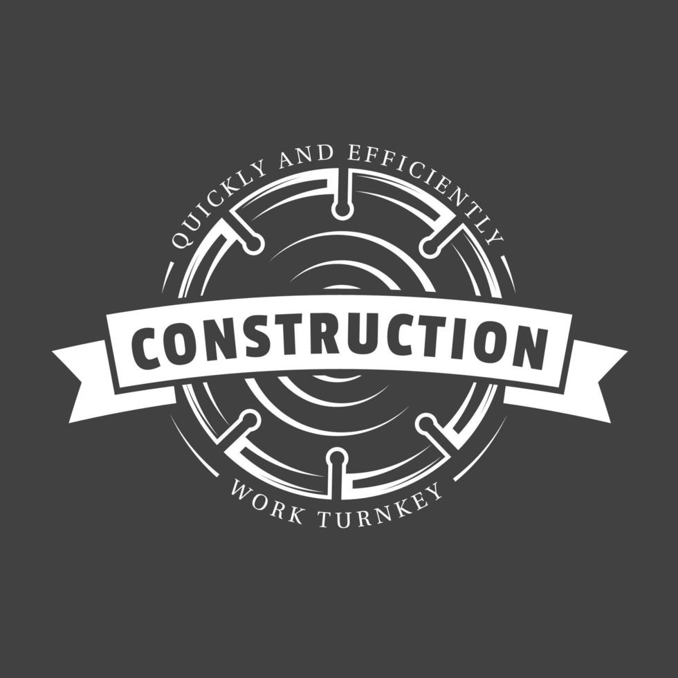 Vintage construction label vector