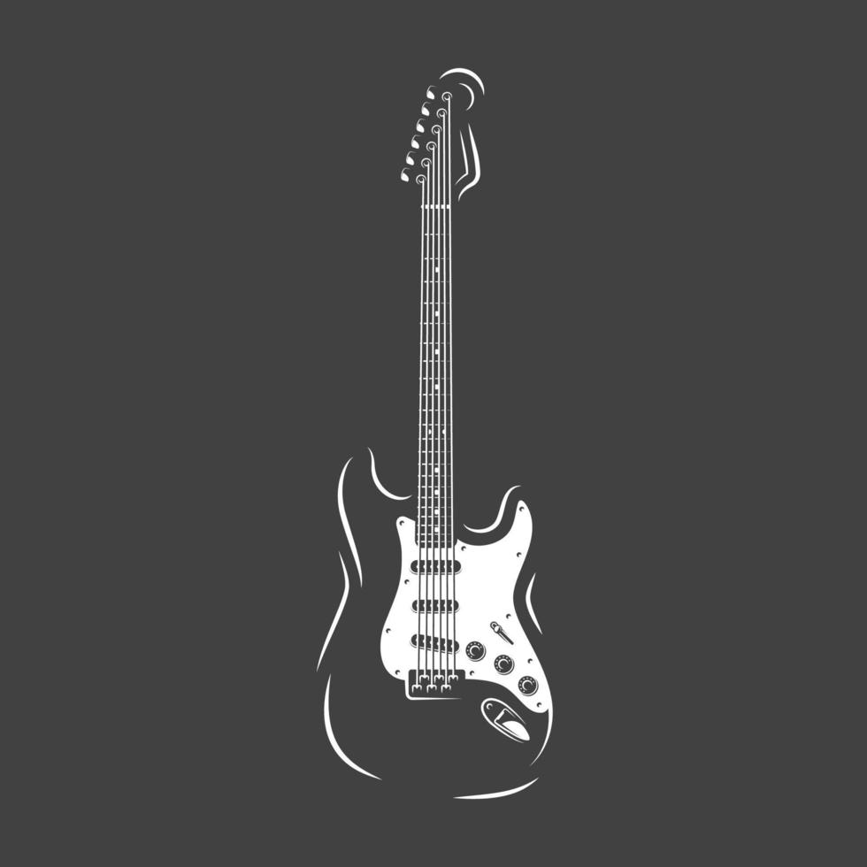 silueta de guitarra aislada en un fondo negro vector