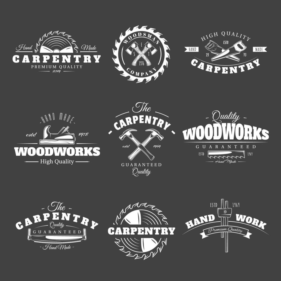 Vintage carpentry labels vector