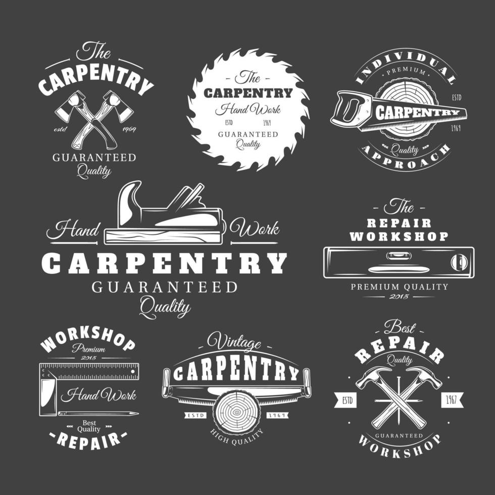 Vintage carpentry labels vector