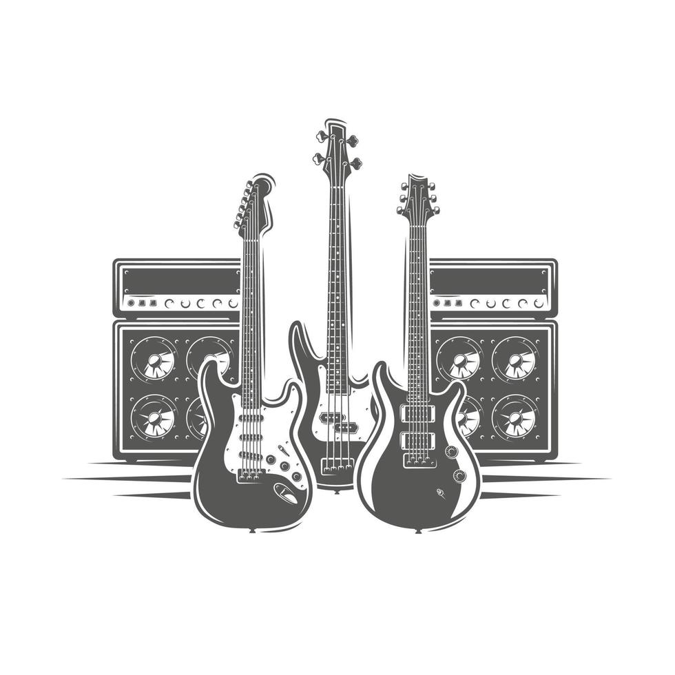 Tres guitarras y concierto Altavoces vector