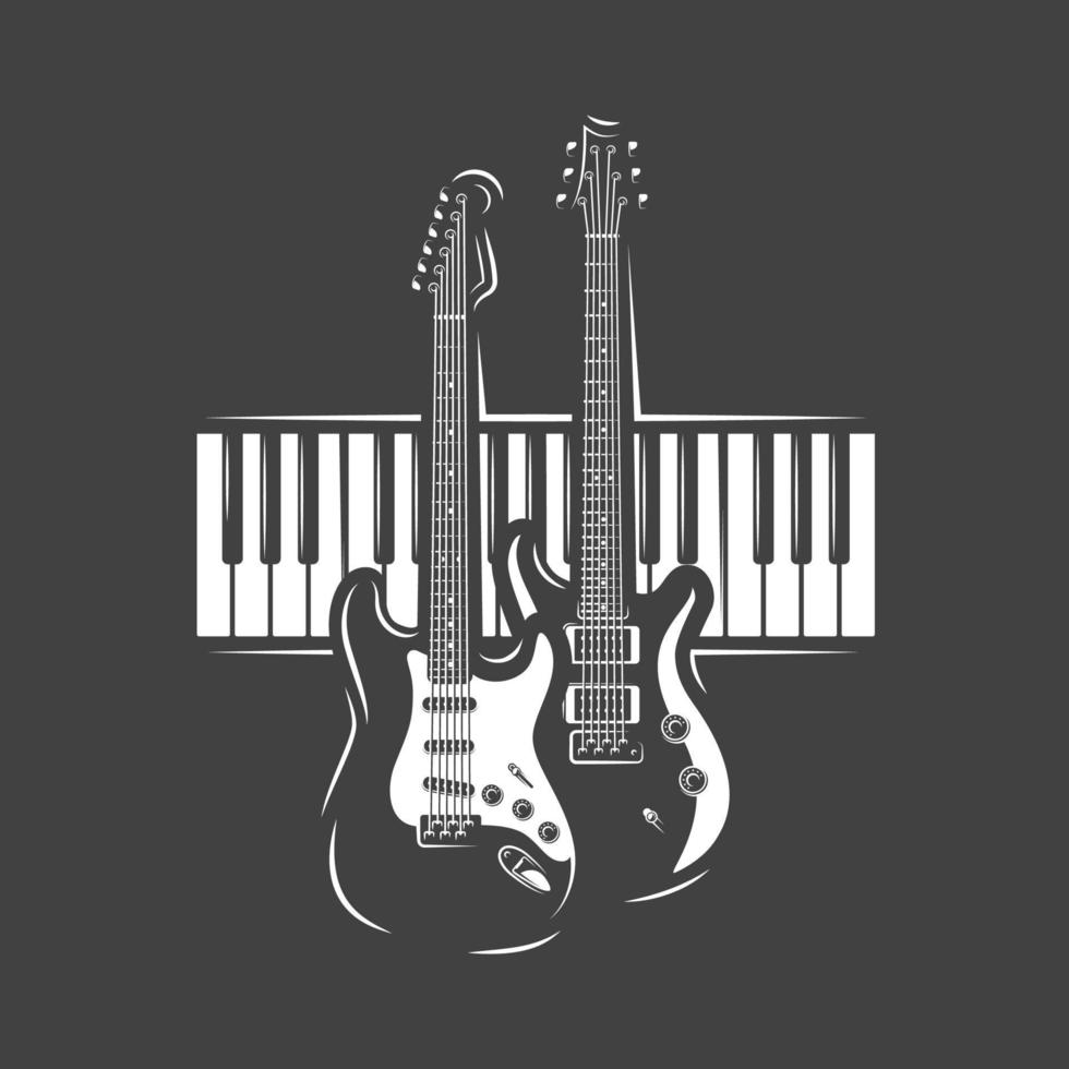 dos guitarras y teclado de piano vector