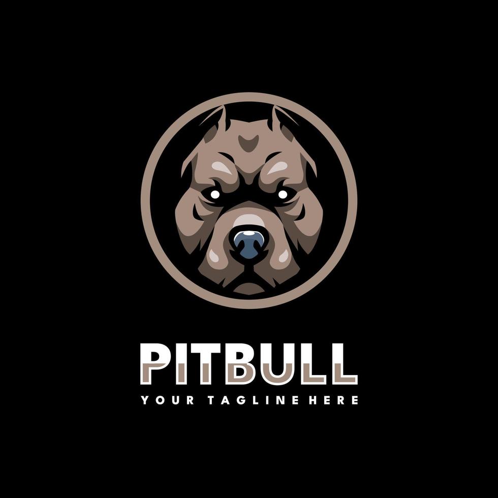 pitbull perro cabeza logo diseño vector