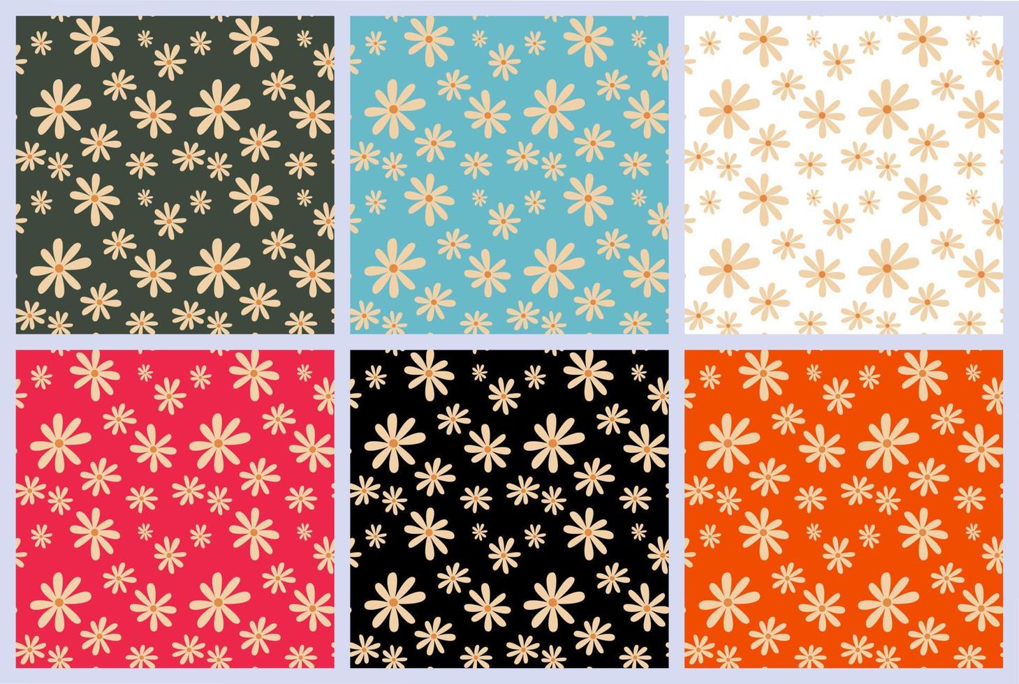 collection of flower pattern. seamless white flower pattern. vector