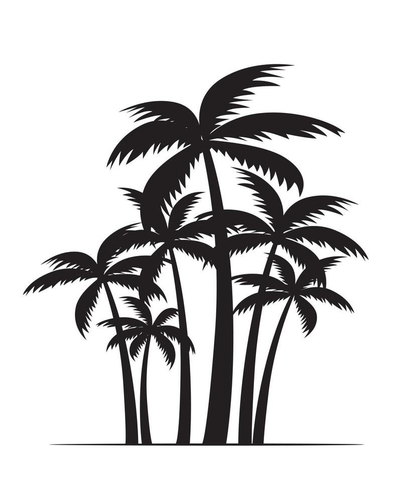 Black Palm Trees isolated. Vector Illustration.