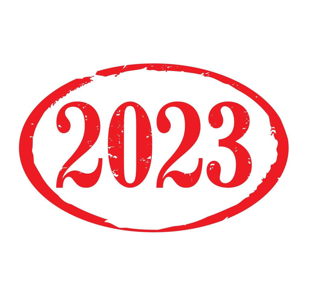 Red stamp and text 2023. Vector Illustration.