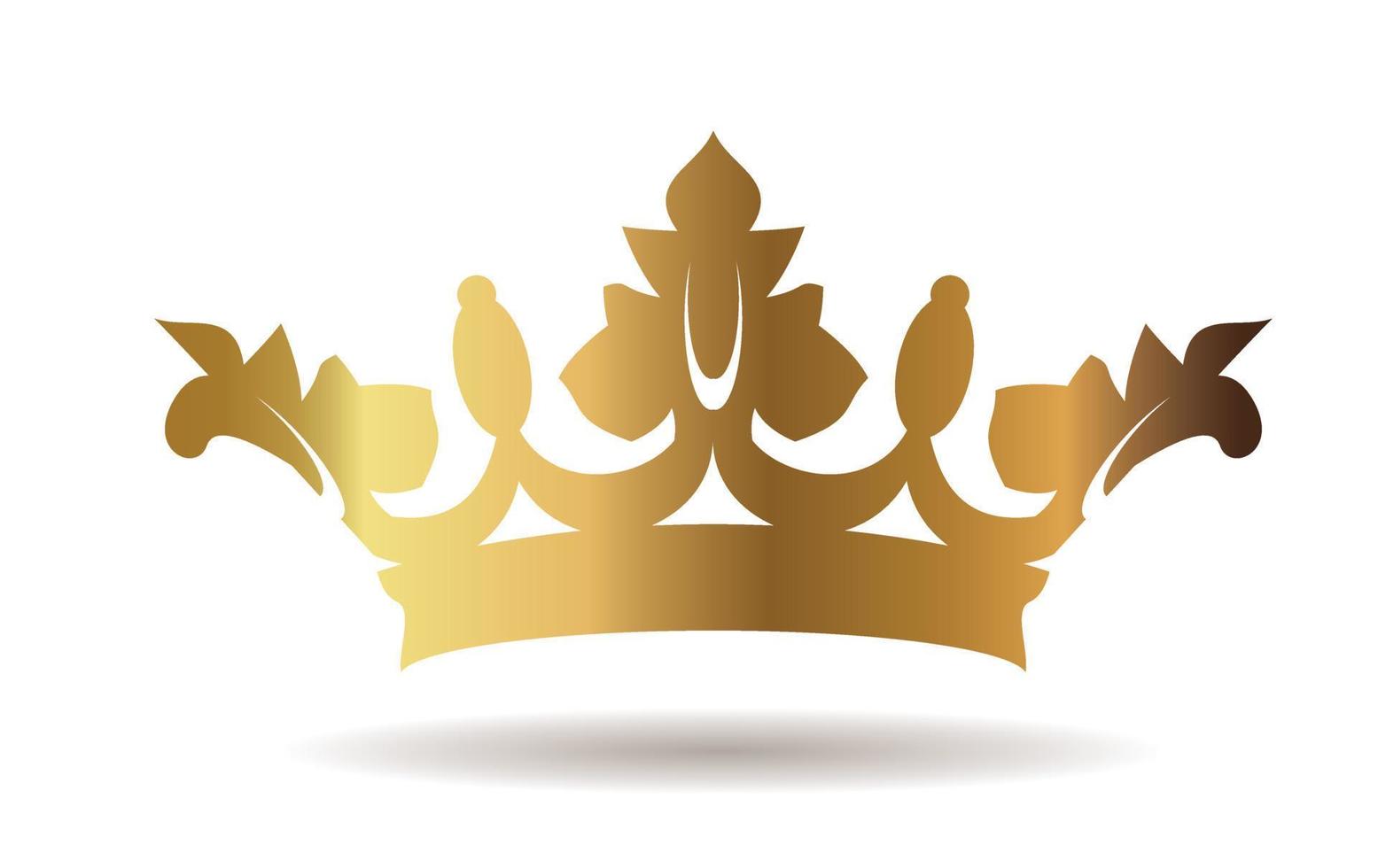 Vector golden king crown on white background. Vector Illustration. Emblem and Royal symbols.
