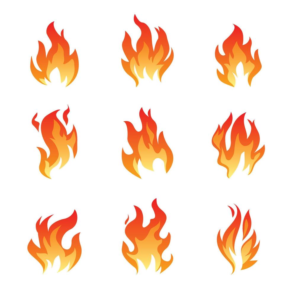 conjunto de fuego y fuego iconos vector ilustración y gráfico contorno elementos.