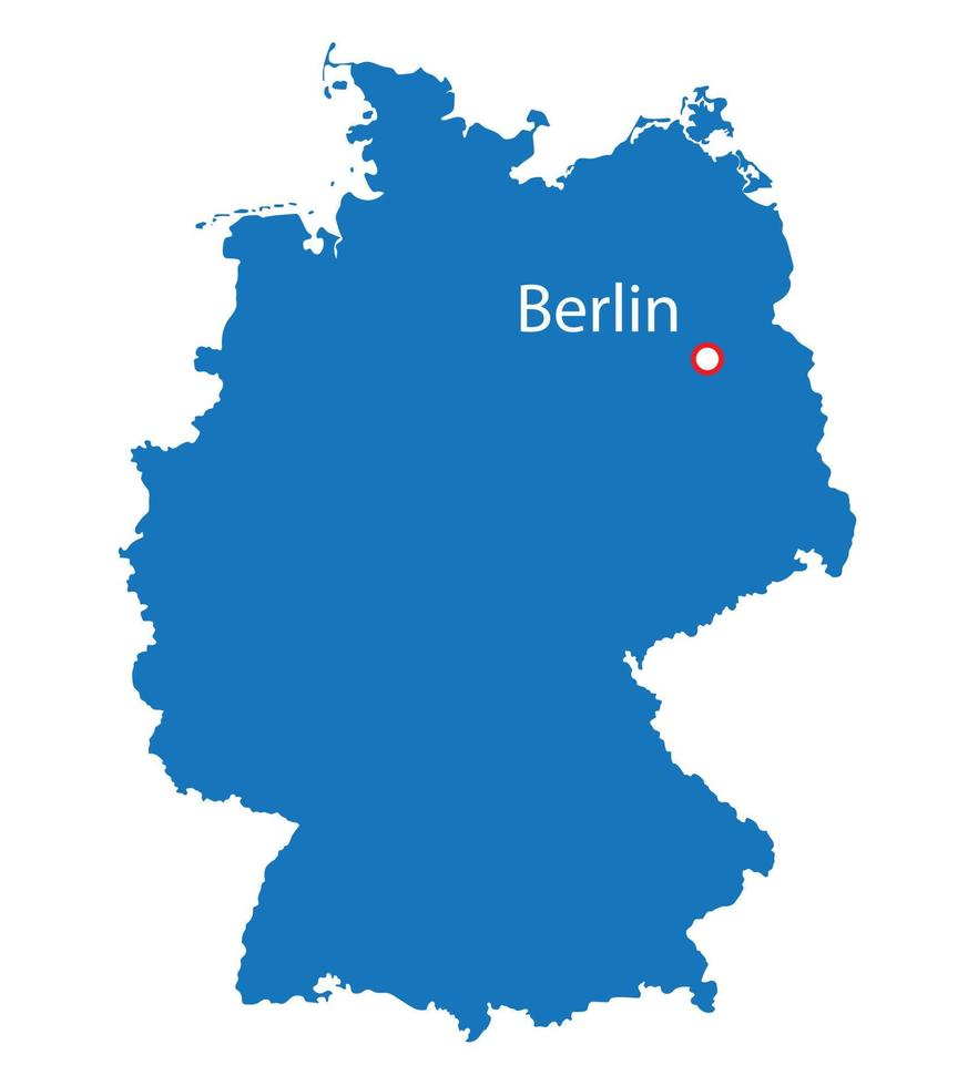 Blue map of Germany with the indication of Berlin. Illustration isolated. vector