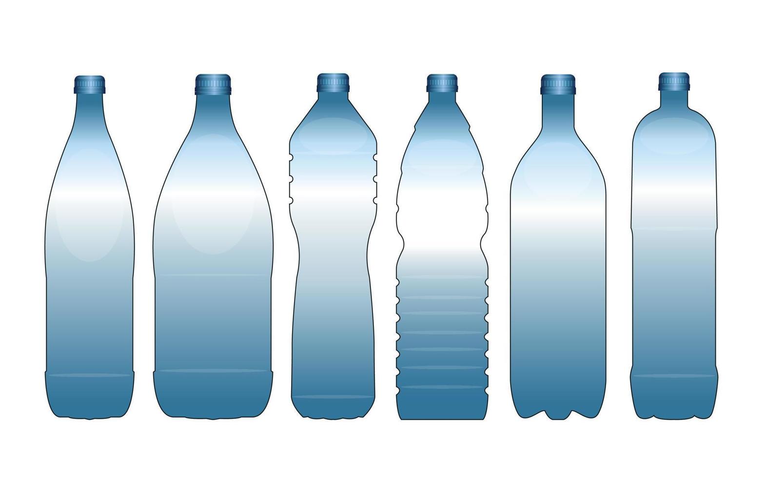 Drawings of water bottles. Set vector icons.