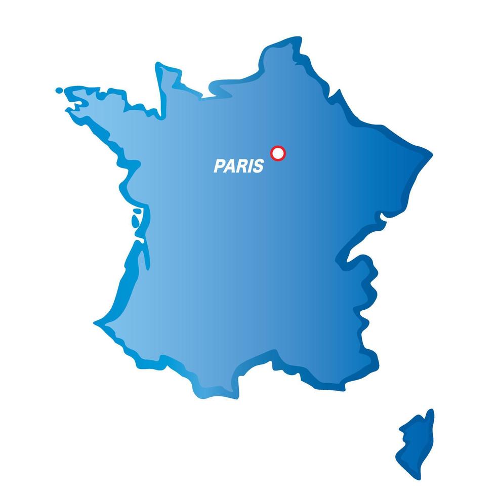 Vector map of France and Paris. Illustration isolated.