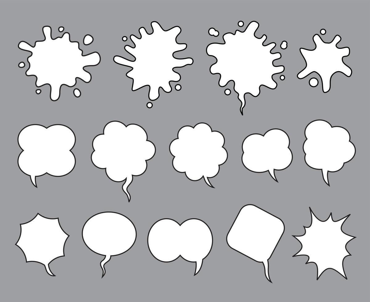 un conjunto de cómic habla globos en gris antecedentes. vector ilustración.