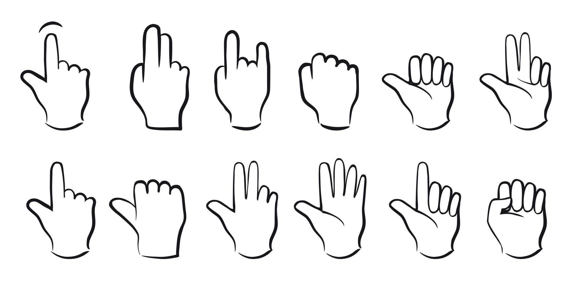 Set hands on white background. Vector Illustration.