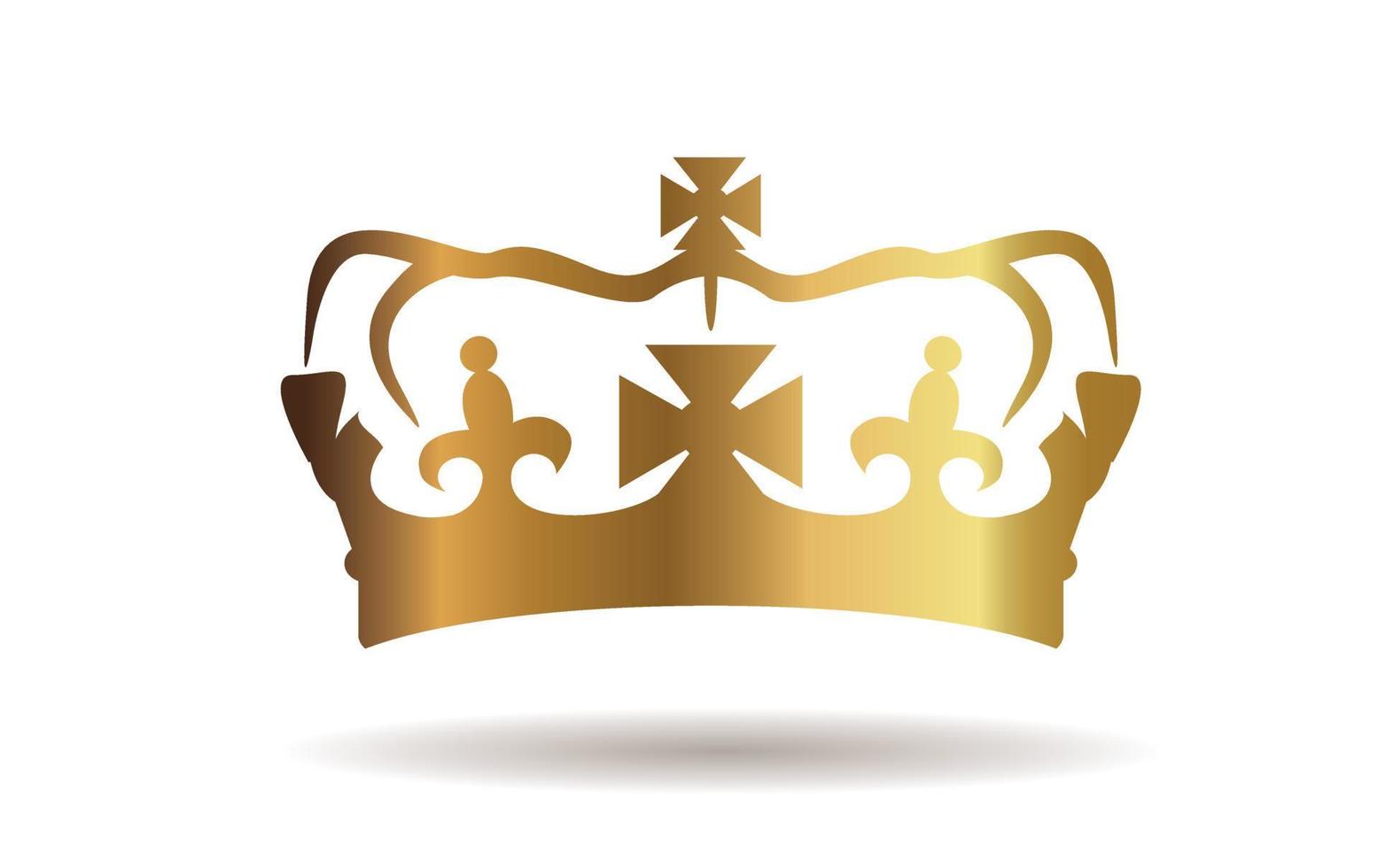 vector dorado Rey corona en blanco antecedentes. vector ilustración. emblema y real simbolos