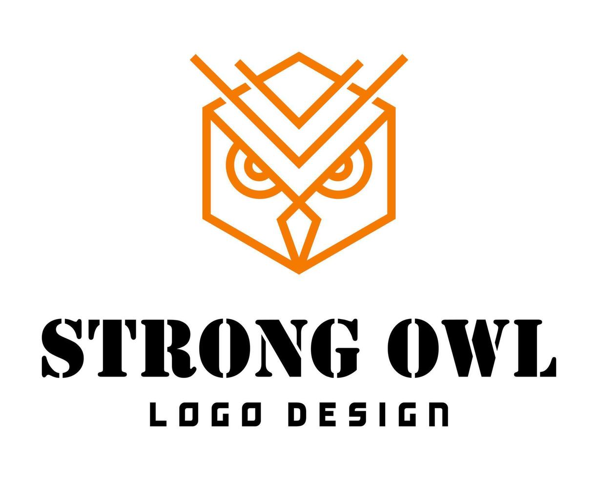 Geometric simple line owl head logo design. vector