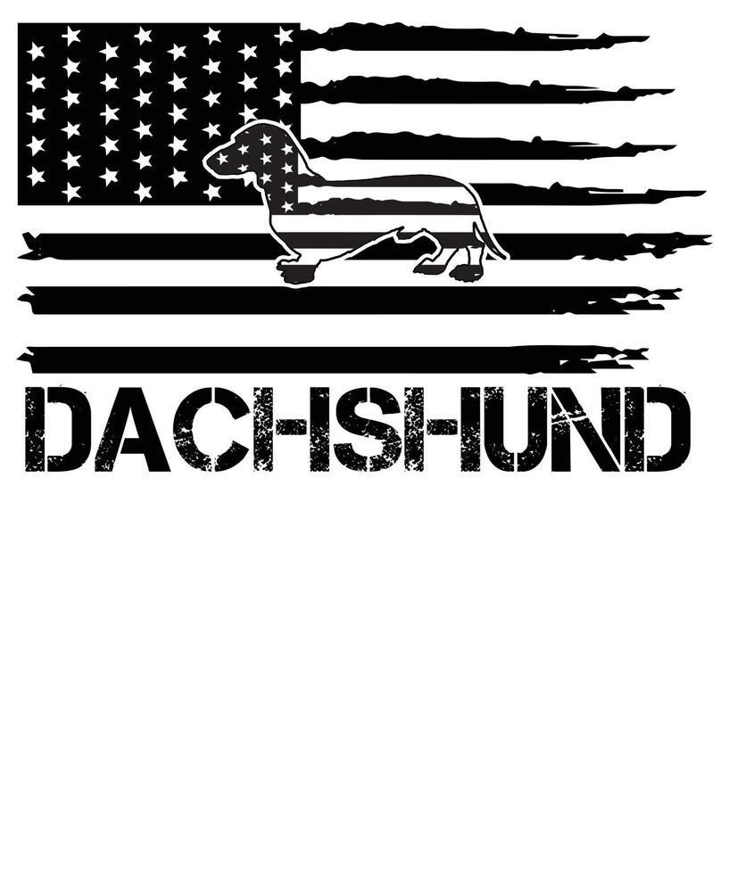 American flag with dachshund T-shirt design vector