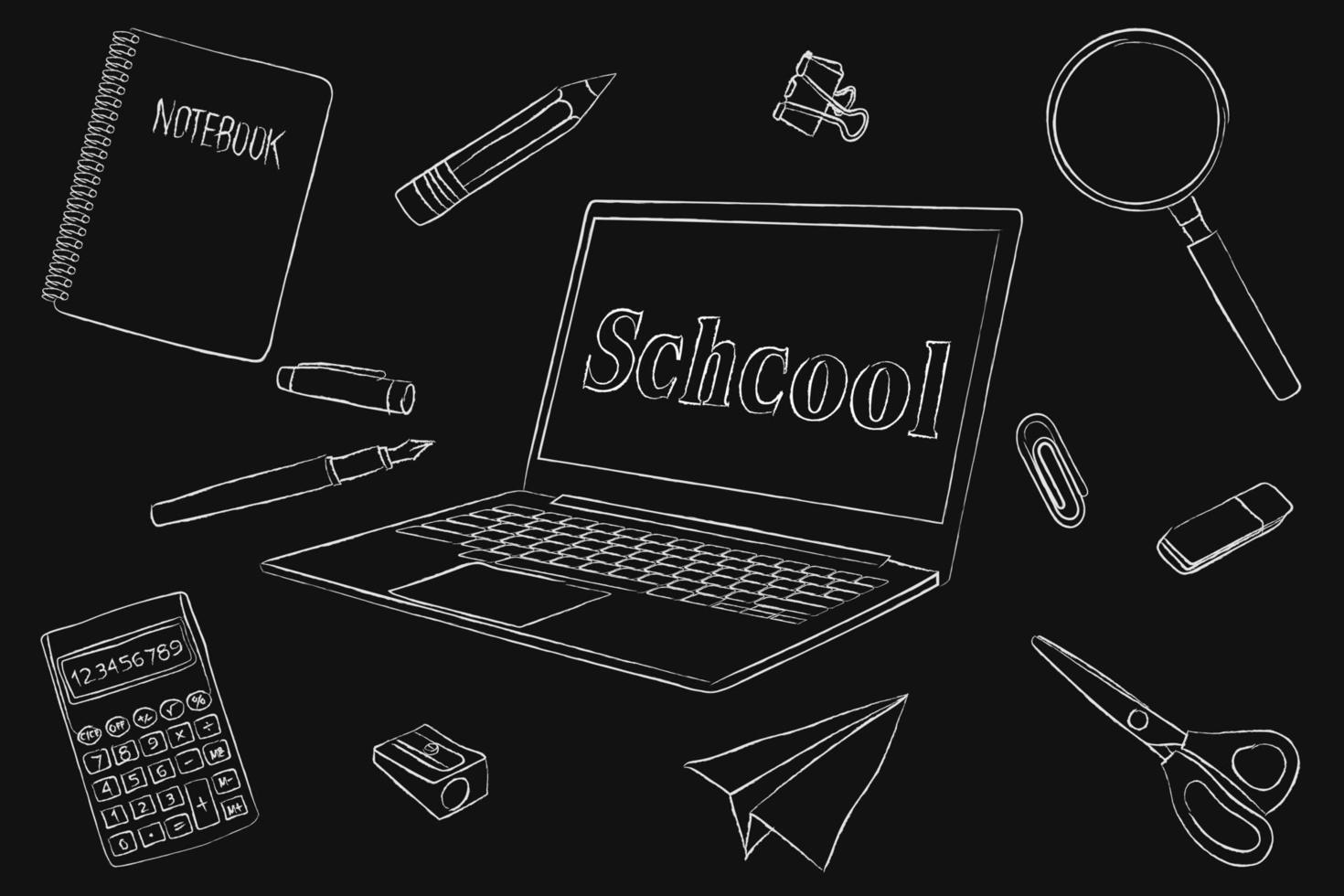 Vector illustration of a set of school supplies