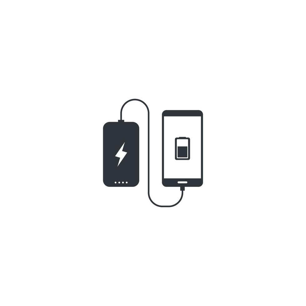 conected powerbank to gadget vector icon illustration design