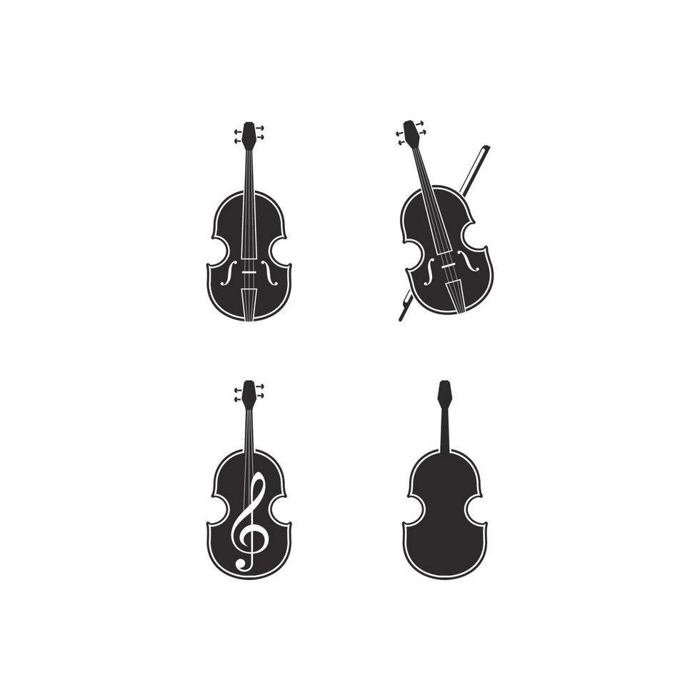 Set of violin logo instrumental icon illustration design vector