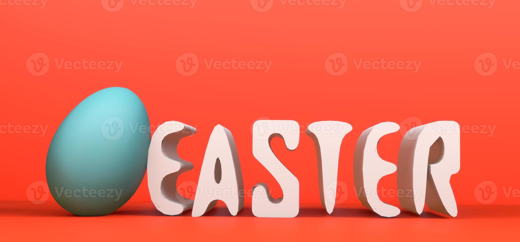 Easter poster and banner, Happy Easter background with a eggs and text Easter. 3D work and 3D image. copy space photo