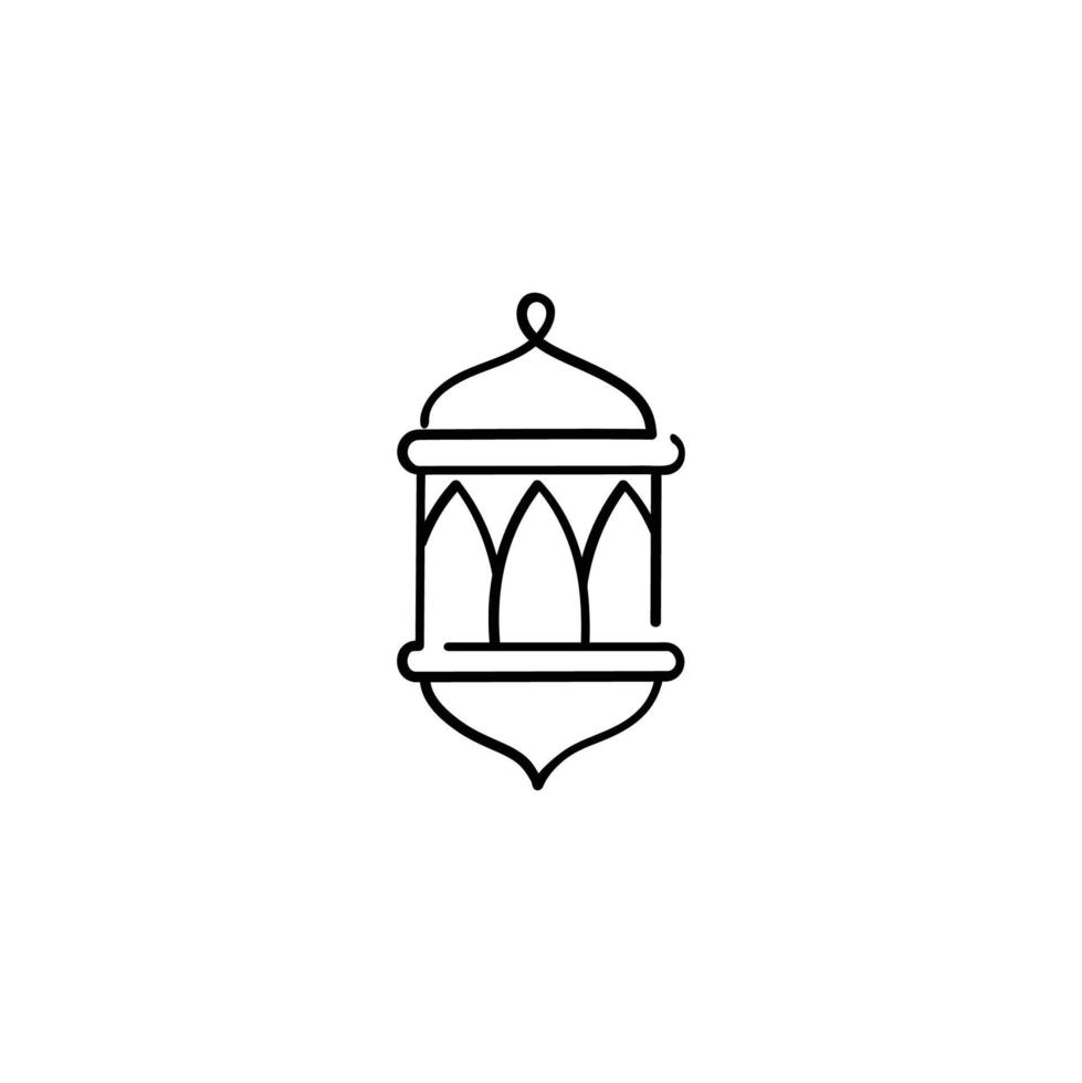 Ramadhan Lantern Line Style Icon Design vector