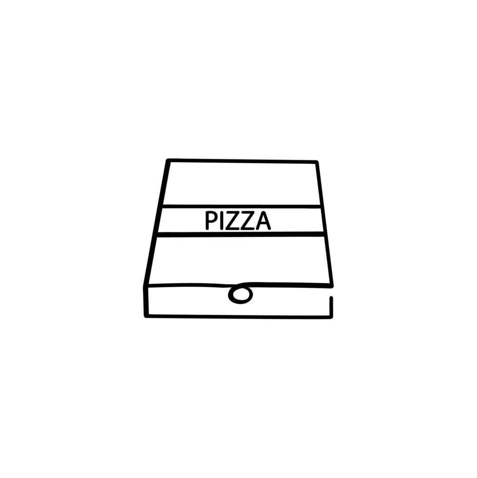 Pizza caja línea estilo icono diseño vector