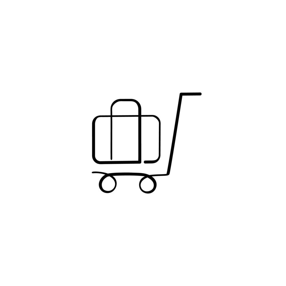 Luggage Trolley Line Style Icon Design vector
