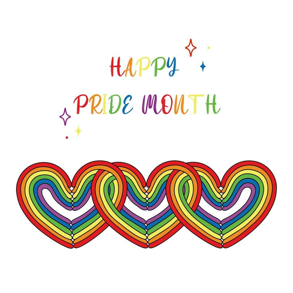 tarjeta postal para orgullo mes. lgbtq comunidad símbolo. árbol corazones. vector