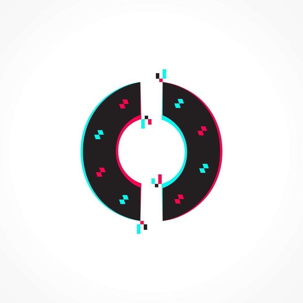 Abstract Glitch Effect Corporate Identity Letter O Logo Design vector