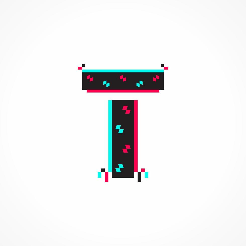 Abstract Glitch Effect Corporate Identity Letter T Logo Design vector