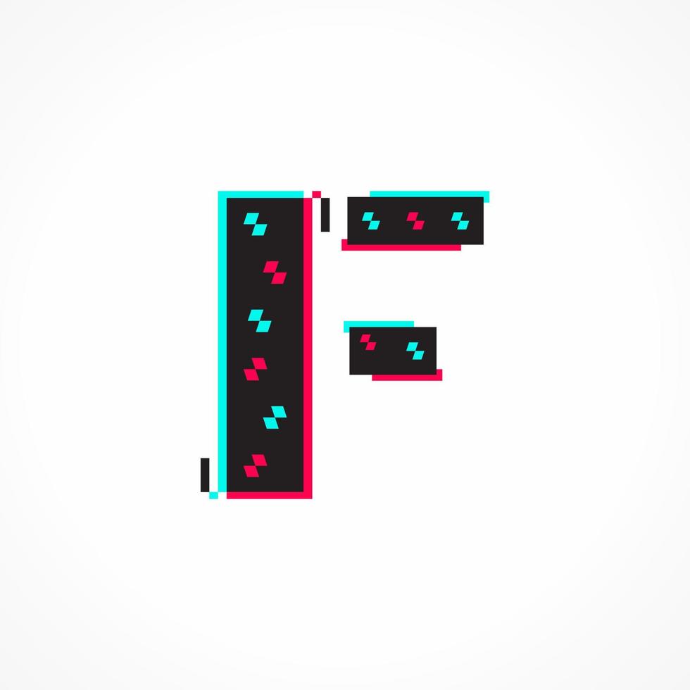 Abstract Glitch Effect Corporate Identity Letter F Logo Design vector