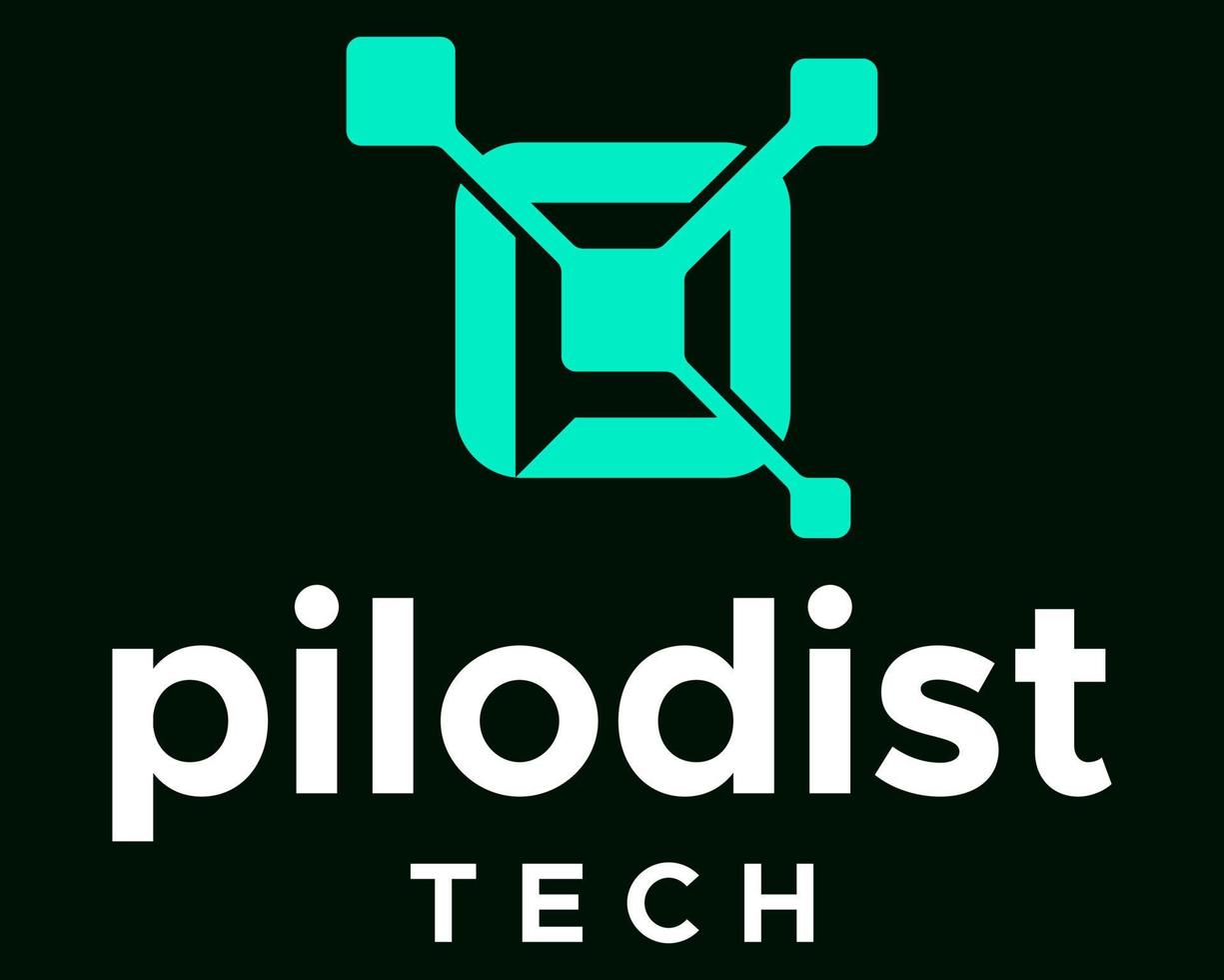 Letter P monogram technology digital logo design. vector