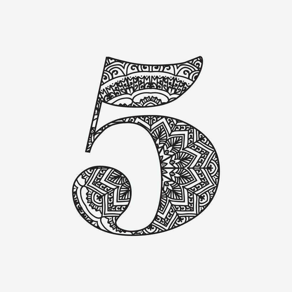 Mandala Number Coloring Page for Kids vector
