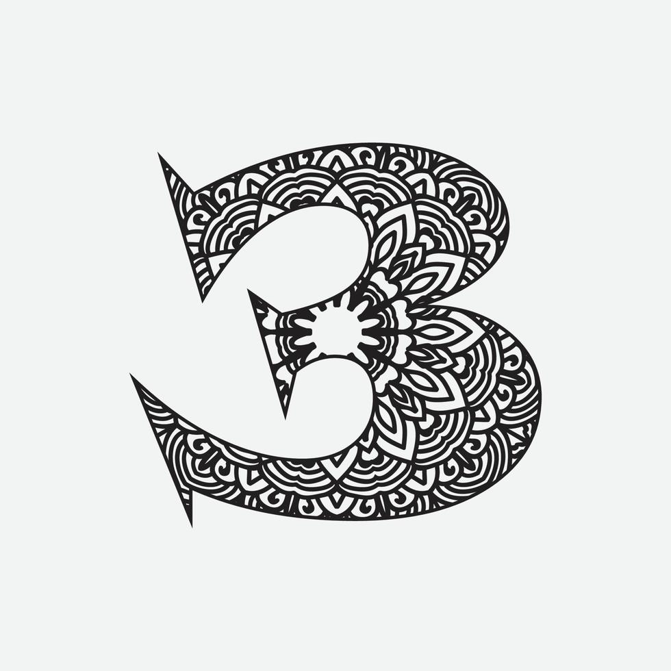 Mandala Number Coloring Page for Kids vector