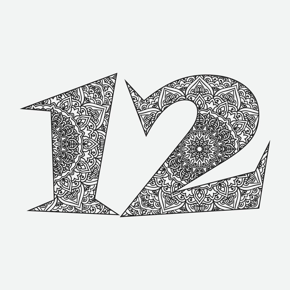 Mandala Number Coloring Page for Kids vector
