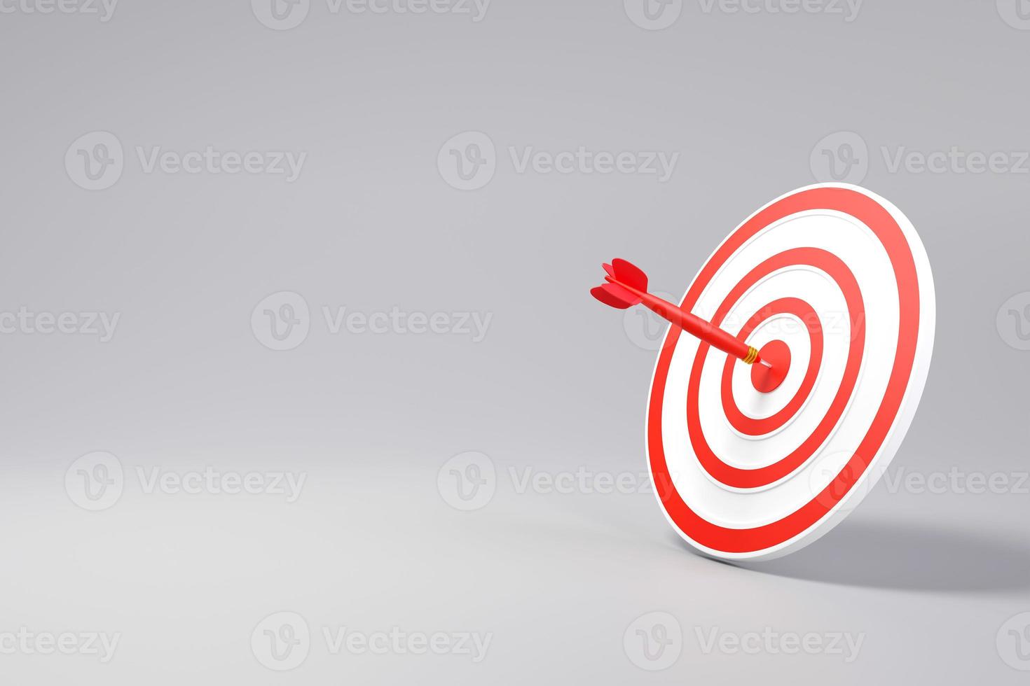 Arrow hits target board with copy space. concept of business symbol target audience, selecting a target audience for business success, and achievement of objectives. photo