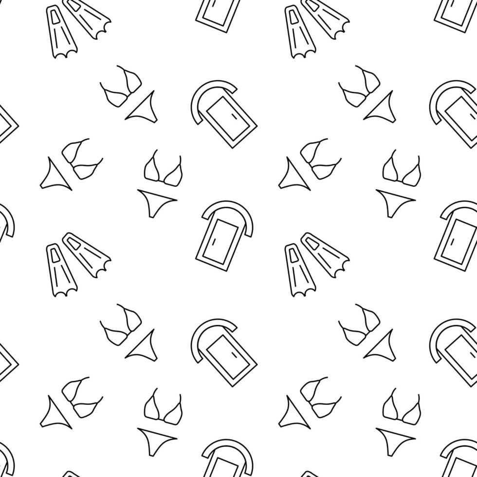 Seamless monochrome repeating pattern of bikini, public toilet vector