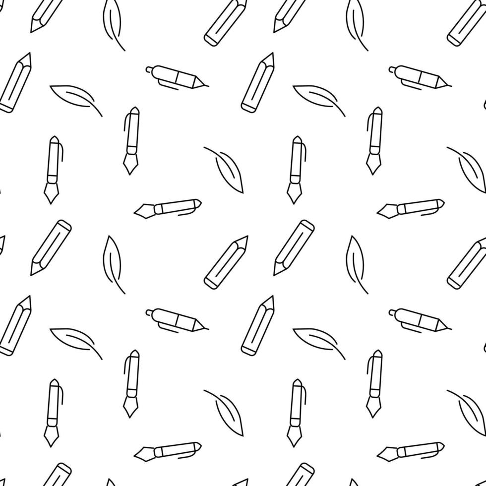 Pen, Pencil, Feather Seamless Pattern for Printing and Wrapping vector