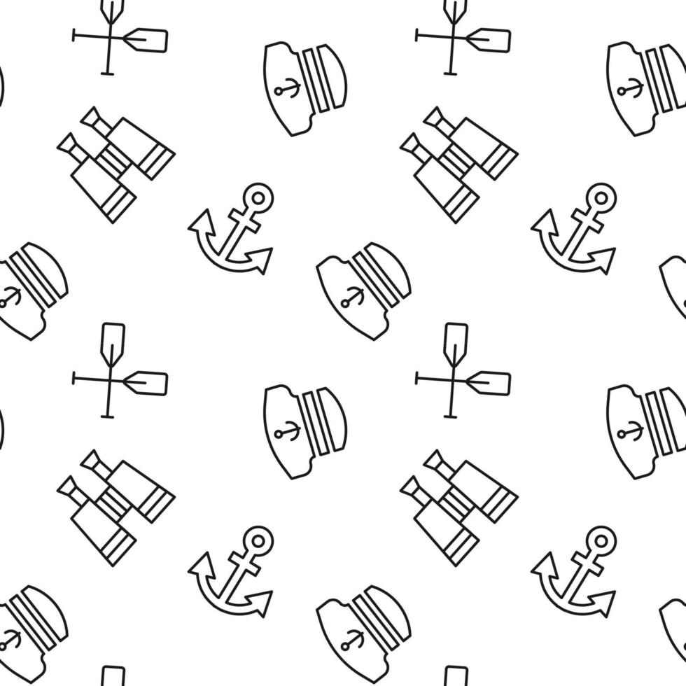 Seamless pattern of captain hat, anchor, paddles. Suitable for shops, web sites and applications, media, backgrounds vector