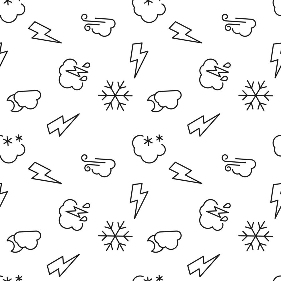 Seamless monochrome repeating pattern of weather signs vector