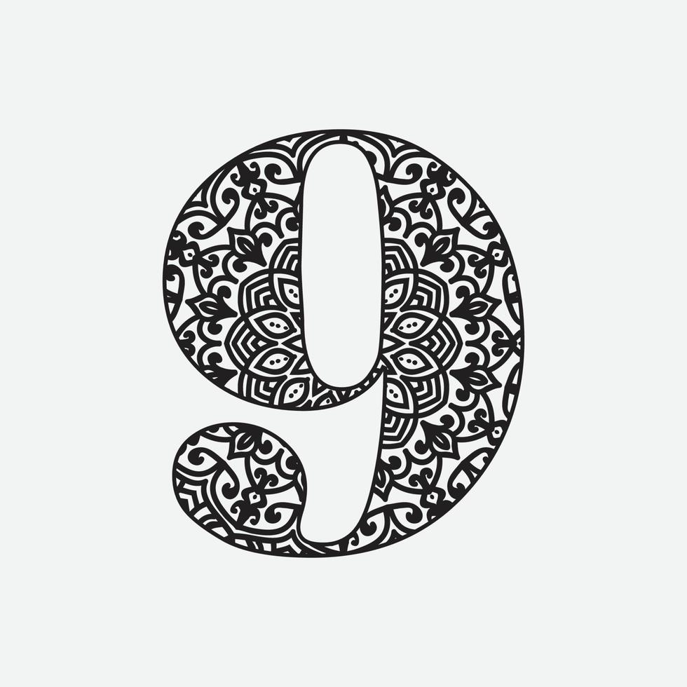 Mandala Number Coloring Page for Kids vector